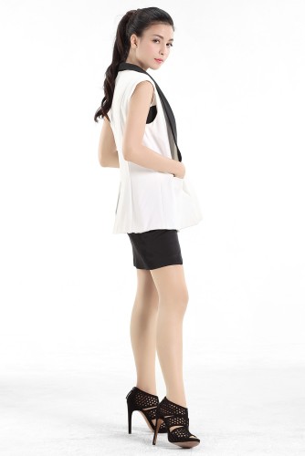 Colour-blocked Sleeveless Blazer